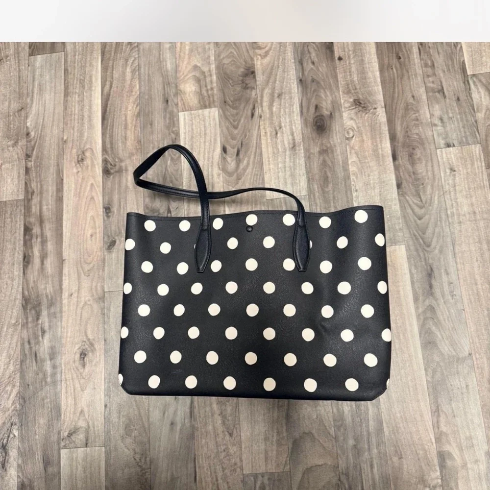 kate spade Black Tote with White Polka Dots